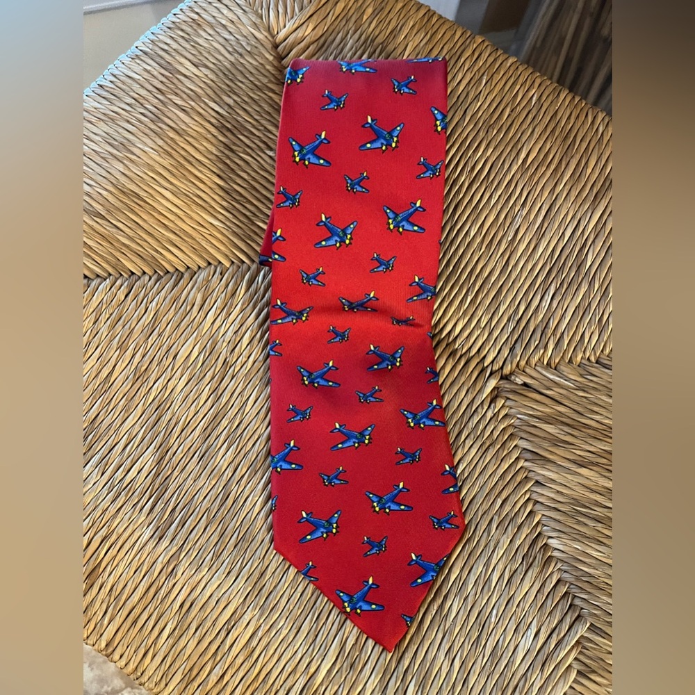 Ralph Lauren Airplane pilot plane theme silk tie Hand Made
